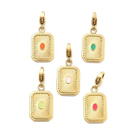 304 подвеска из эмали из нержавеющей стали, прямоугольник амулеты, ионное покрытие (ip), реальный 14 k позолоченный
