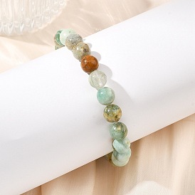 Натуральные зеленые кварцевые круглые бусины, эластичные браслеты для женщин и мужчин