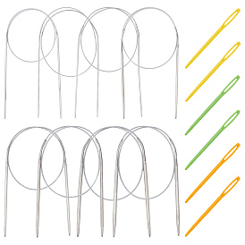 8 сумки 8 круговые спицы из нержавеющей стали и пластиковые иглы для гобелена разных цветов, более имеющийся размер