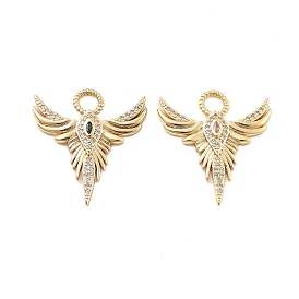 Настоящие 18 k позолоченные латунные подвески с микропаве и кубическим цирконием, без кадмия, без никеля и без свинца, крылатые прелести