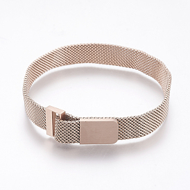 Vacuum Plating 430 Stainless Steel Mesh Bracelet Making, with Magnetic Clasps, Fit Slide Charms