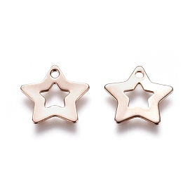 201 Stainless Steel Charms, Star, Hollow