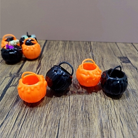 Halloween Plastic Pumpkin Basket Miniature Ornaments, Micro Landscape Home Dollhouse Accessories, Pretending Prop Decorations