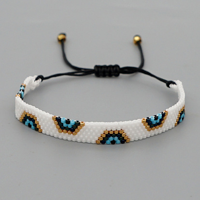 Bohemian Ethnic Style Blue Eye Beaded Handmade Couple Bracelet