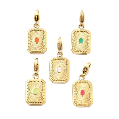 304 подвеска из эмали из нержавеющей стали, прямоугольник амулеты, ионное покрытие (ip), реальный 14 k позолоченный