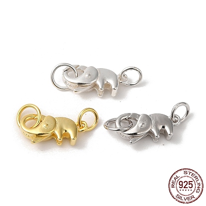 925 Sterling Silver Lobster Claw Clasps with Jump Rings, Elephant with 925 Stamp