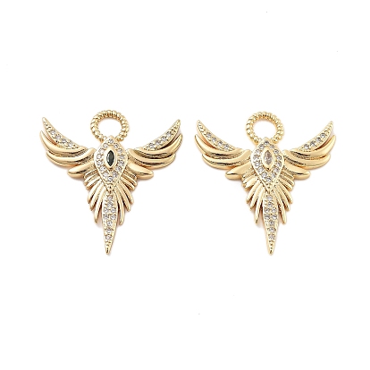 Настоящие 18 k позолоченные латунные подвески с микропаве и кубическим цирконием, без кадмия, без никеля и без свинца, крылатые прелести