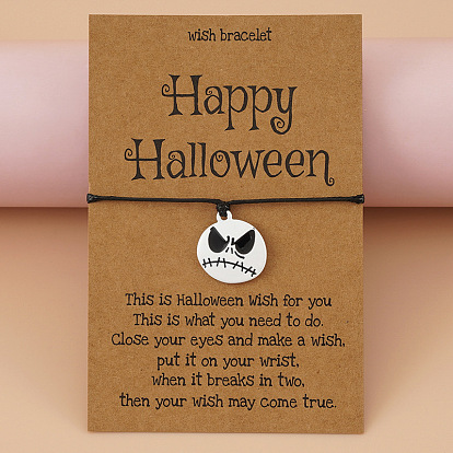 Spooky Skull Pendant & Colorful Bracelet Set for Halloween Costume Party