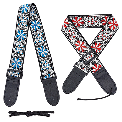 2Pcs 2 Colors Polyester & Nylon Strap, with Cotton Rope, for Guitar, Ukulele Handle