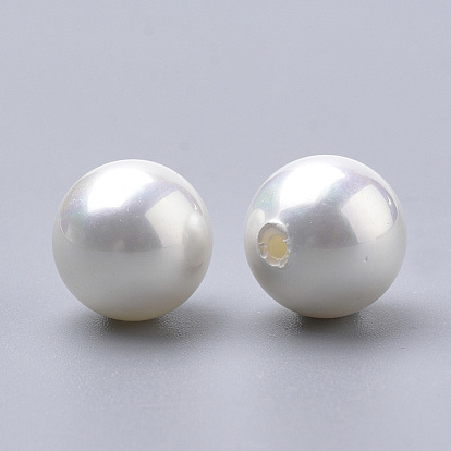 Shell Pearl Beads, Half Drilled, Round