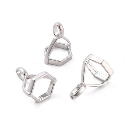 Brass Pendant Hexagon Bead Cap Bails, for Point Gemstone Pendant Making