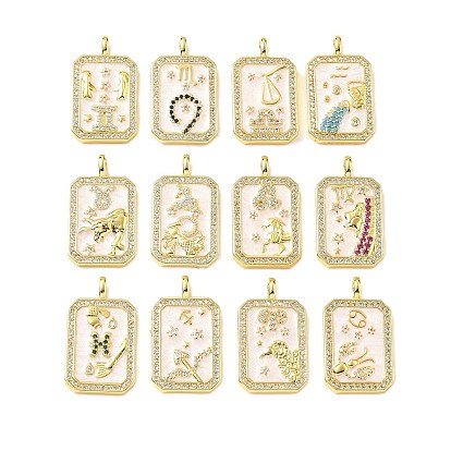 Подвески из латуни микропаве с фианитами и эмалью, созвездие с прямоугольником, стойки покрытие, долговечный, без свинца и без кадмия