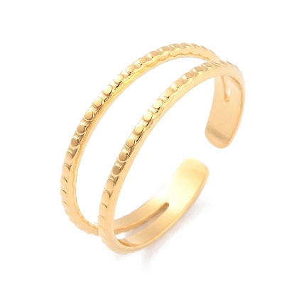 Ion Plating(IP) 304 Stainless Steel Double Line Open Cuff Ring for Women