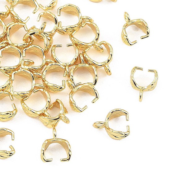 SHEGRACE Brass Ice Pick Pinch Bails, Leaf, Cadmium Free & Nickel Free & Lead Free