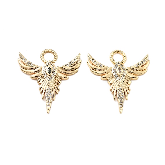 Настоящие 18 k позолоченные латунные подвески с микропаве и кубическим цирконием, без кадмия, без никеля и без свинца, крылатые прелести