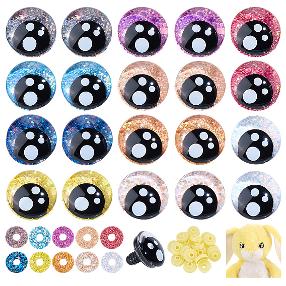 20шт. пластиковые глазки для поделок, плоско-круглые, 20шт. 10 цвета пластиковые блестящие глаза для кукол