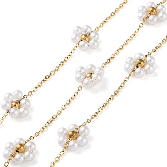 Цветочное ионное покрытие (IP) 304 цепи из нержавеющей стали, с ABS имитации жемчуга, пайки, с катушками