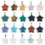 20Pcs 20 Styles Natural & Synthetic Mixed Gemstone Pendants, Star Charms with Platinum Tone Brass Bails, Mixed Dyed and Undyed