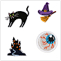 Halloween Cat Witch Hat Bloody Eye Computerized Embroidery Cloth Iron on Patches, Stick On Patch, Costume Accessories, Appliques