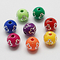 Plating Acrylic Beads, Metal Enlaced, Round, 8x8mm, Hole: 2mm, 2000pcs/500g