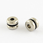 Stainless Steel Spacer Beads, with Black Silicone, Flat Round, 10.5x7mm, Hole: 2mm