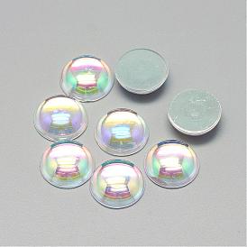 Прозрачного акрилового кабошонов, с покрытием AB цвета, полукруглые / купольные