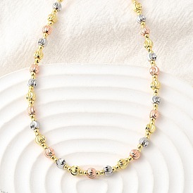 4мм трехцветные латунные текстурированные круглые бусины ожерелья для женщин, без кадмия и без свинца, стойки покрытие, долговечный