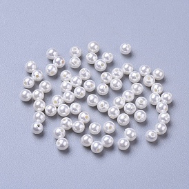 Perles nacrées de coquilles, demi-percés perles, polie, ronde