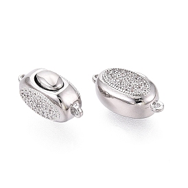 Латунные застежки из прозрачного кубического циркония с микропаве, овальные, 1 нитей, 1-луночное