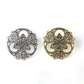 Tibetan Style Alloy Brooch, Flat Round with Trinity Knot