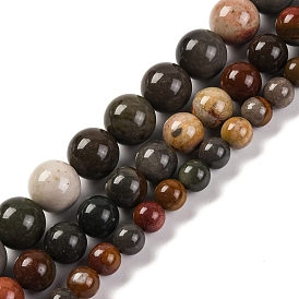 Natural Picture Jasper Beads Strands, Round