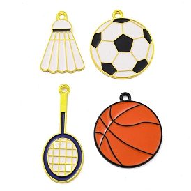 Alloy Enamel Pendants, Badminton Racket/Football/Basketball/Badminton Charm