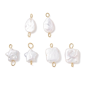 Подвески-коннекторы из натурального жемчуга Кеши, с 304 двойными петлями из нержавеющей стали, кремово-белые