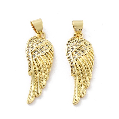 Латунные микро проложить кубического циркония подвески, крылатые прелести, без кадмия и без свинца, стойки покрытие, долговечный