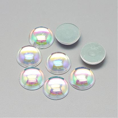 Прозрачного акрилового кабошонов, с покрытием AB цвета, полукруглые / купольные