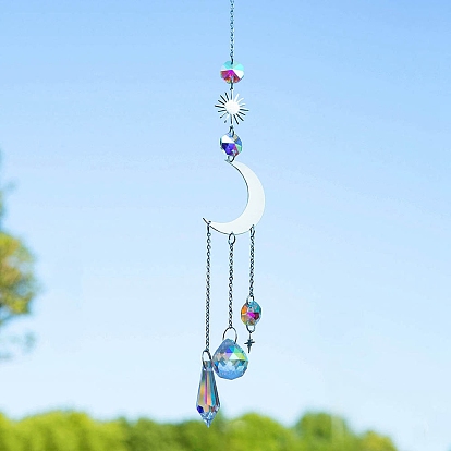 Atrapasueños colgantes de metal, Borla de cristal para adorno colgante de jardín doméstico.