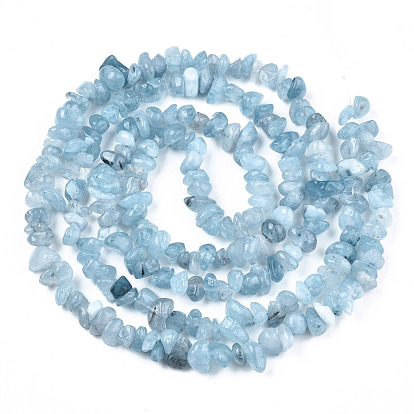 Natural Quartz Beads Strands, Imitation Aquamarine, Dyed, Chips