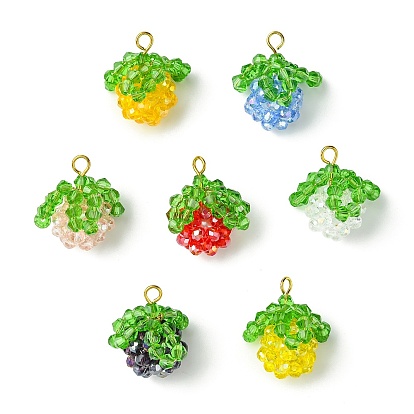 7шт 7цвета подвески-фрукты из медной проволоки, стеклянные бусины ручной работы
