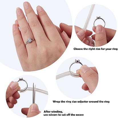 Fábrica de China Kit de medición del medidor de anillos, incluida la bobina  de resorte de plástico, paño de pulido de plata, ajustador de tamaño de anillo  invisible, medidor de anillo británico