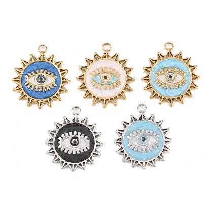304 нержавеющей стальной эмали подвески, солнце с оберегом от сглаза, реальный 18 k позолоченный, ионное покрытие (ip), долговечный