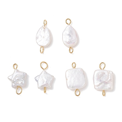 Подвески-коннекторы из натурального жемчуга Кеши, с 304 двойными петлями из нержавеющей стали, кремово-белые