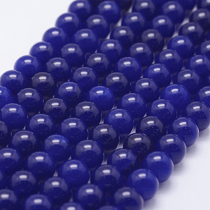 Natural White Jade Beads Strands, Dyed, Round