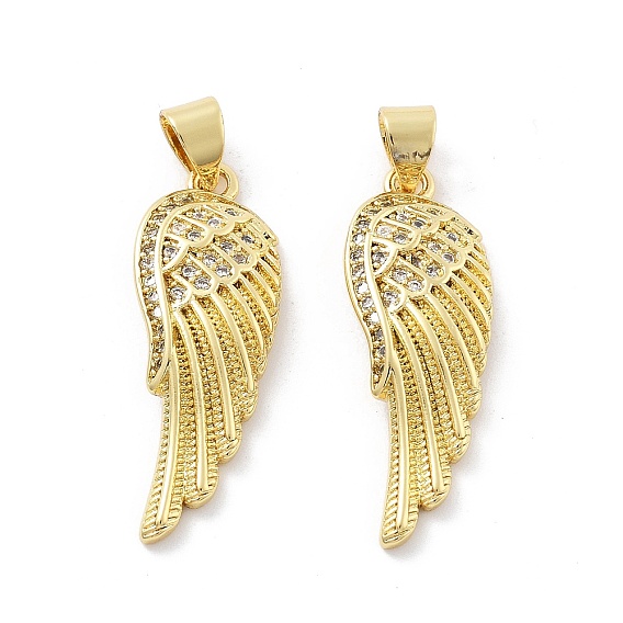 Латунные микро проложить кубического циркония подвески, крылатые прелести, без кадмия и без свинца, стойки покрытие, долговечный