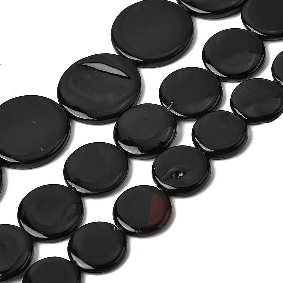 Естественных пресноводных оболочки бисер нитей, окрашеные, плоско-круглые