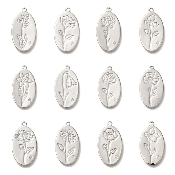 24 шт. 12 стили латунные подвески с микропаве из кубического циркония на День матери, подвески-цветы на день рождения