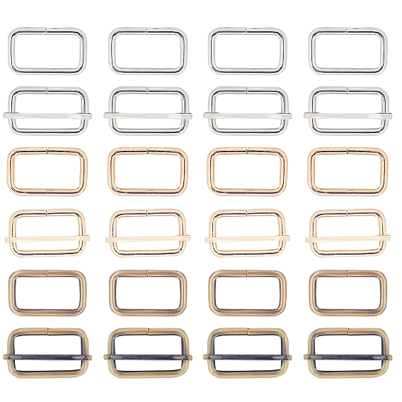 Iron Adjuster Slides Buckles, Roller Pin Buckles Slider Strap Adjuster, with Buckle Clasps, Rectangle