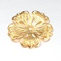 5-Petal Flower Iron Fancy Bead Caps, 42x3mm, Hole: 2.5mm