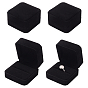 4Pcs Velvet Ring Box, Flip Cover, Square