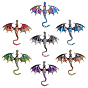 7 pièces 7 couleurs épingles en émail dragon, broche antique en strass en alliage d'argent