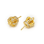 Brass Micro Pave Clear Cubic Zirconia Head Pins with Loop, for Ghost Witch Baroque Pearl Making, Crown